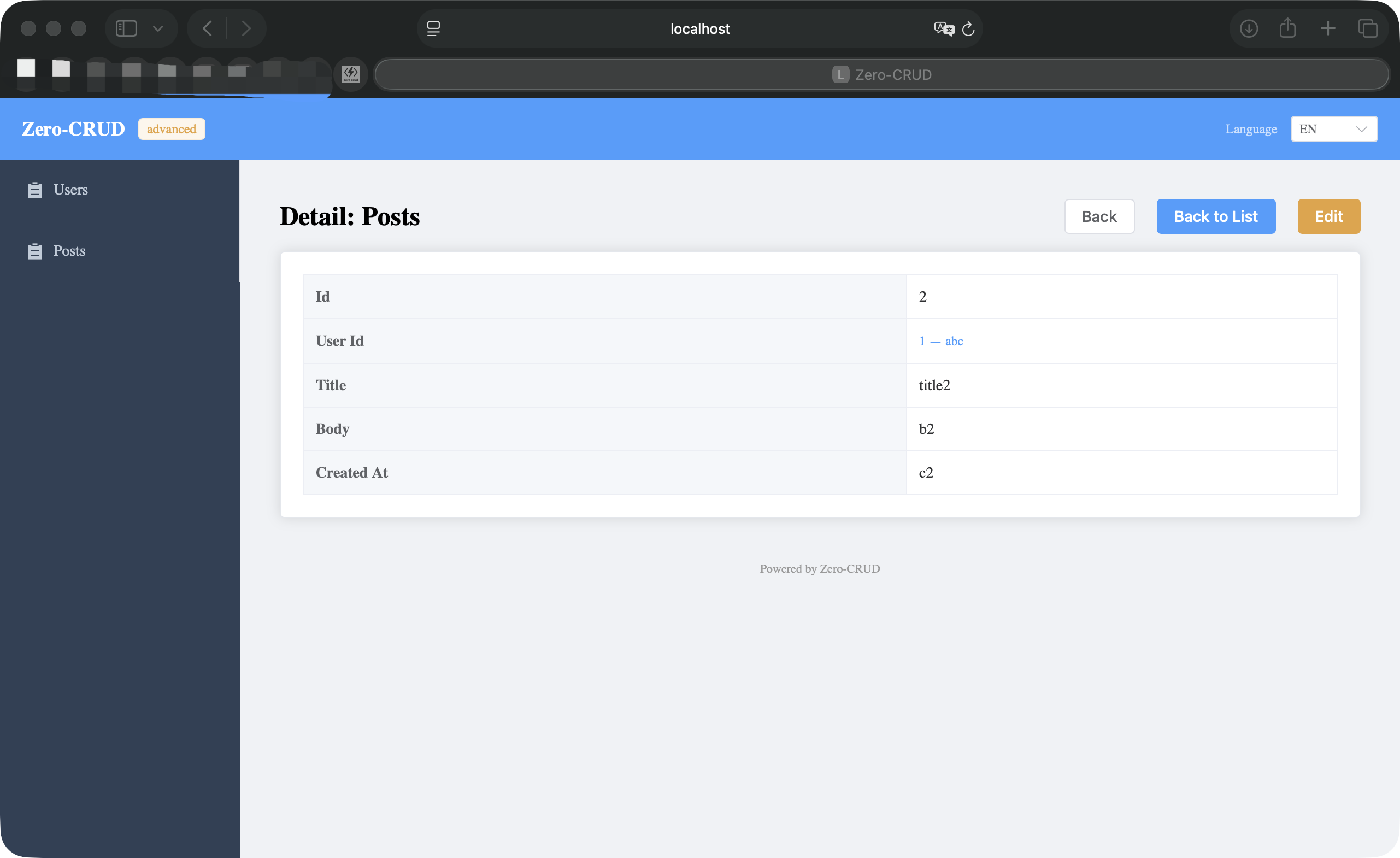API debug in the tool